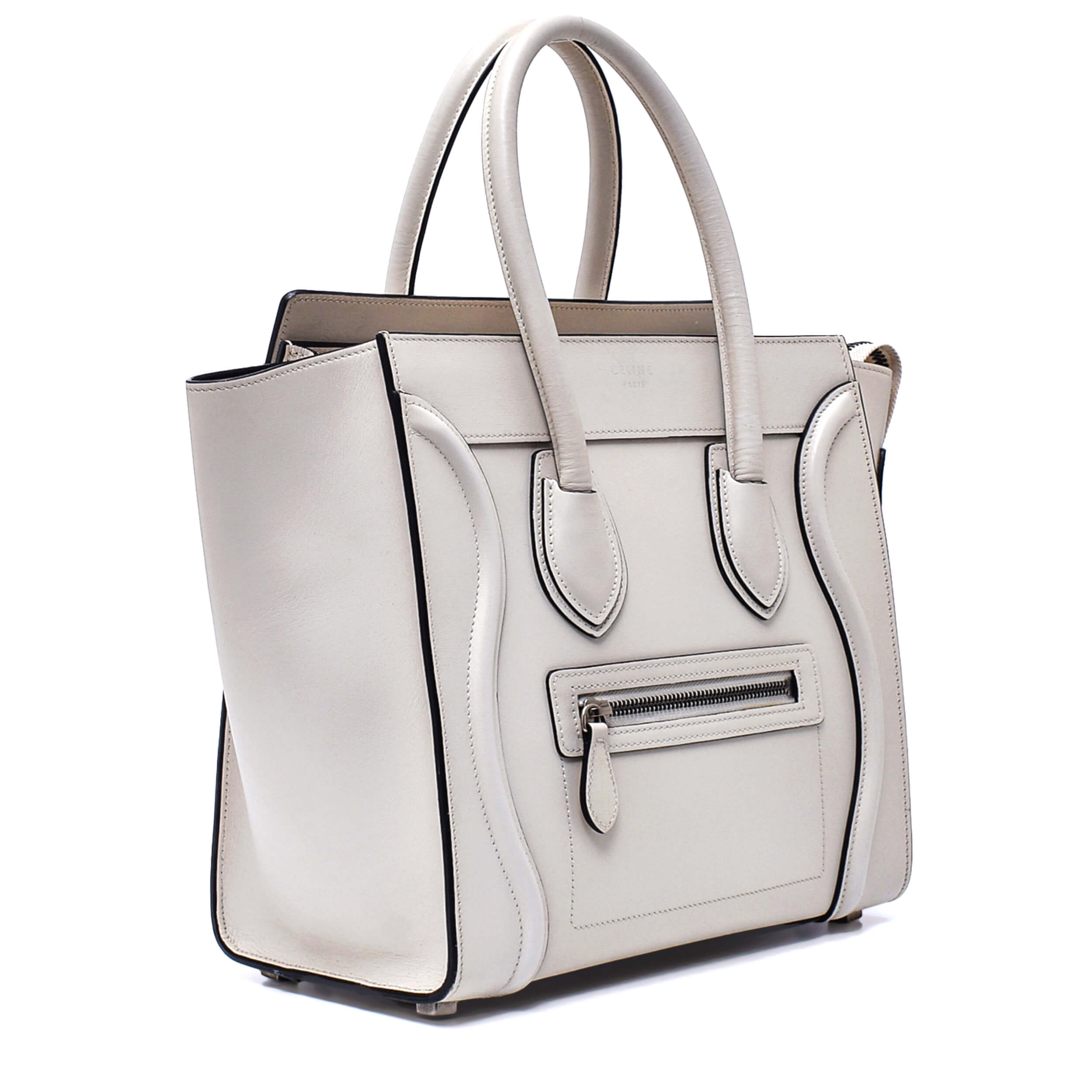 Celine - Ivory Grained Leather Small Luggage Bag